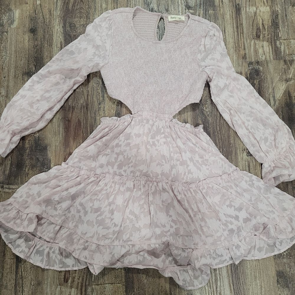 Peach Love California Maxi Fairy Girly Dress Cut Outs Boho Prairiecore -Size M